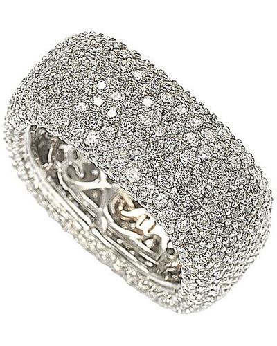 Suzy Levian CZ Jewelry Suzy Levian Silver Cz Square Micro Pave Eternity Ring - Grey