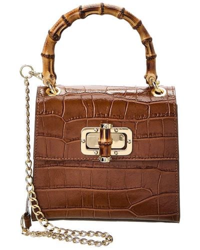 Persaman New York #1029 Leather Top Handle Leather Satchel - Brown
