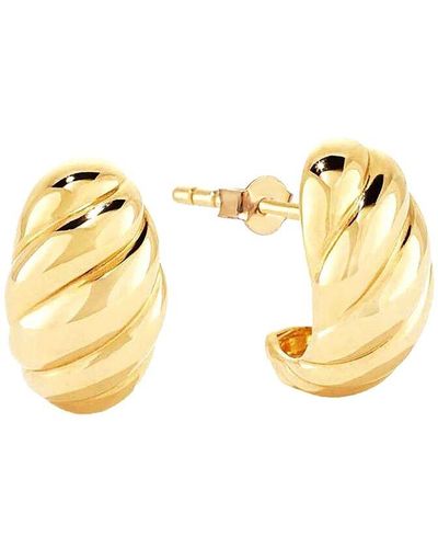 Gabi Rielle 14k Over Silver Lovestruck Collection Dome J Huggie Earrings - Metallic