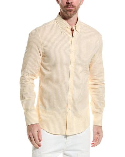 Brunello Cucinelli Slim Fit Linen-blend Shirt - Natural