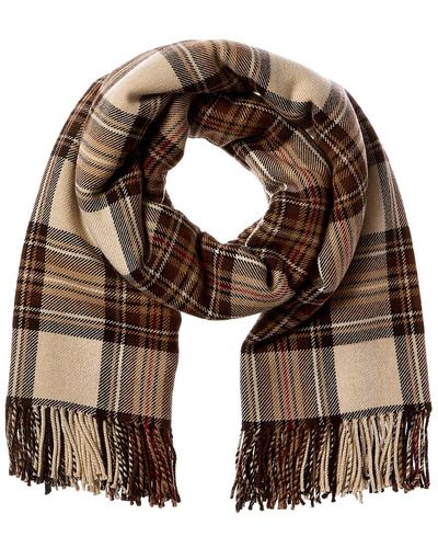 Etro Check Print Wool Scarf - Brown