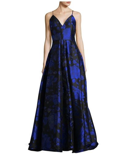 Calvin Klein Floral Jacquard Ball Gown - Blue