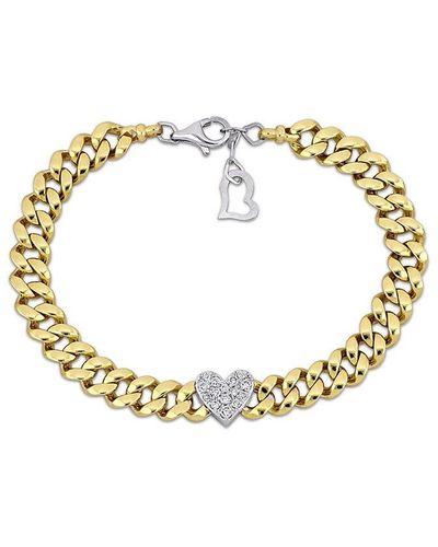Rina Limor 14k Two-tone 0.23 Ct. Tw. Diamond Heart Bracelet - Metallic