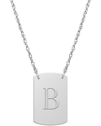 Jane Basch 14k Block Initial Dog Tag Necklace (a-z) - Multicolor