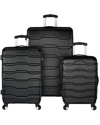 Elite Luggage Omni 3pc Hardside Spinner Luggage Set - Black