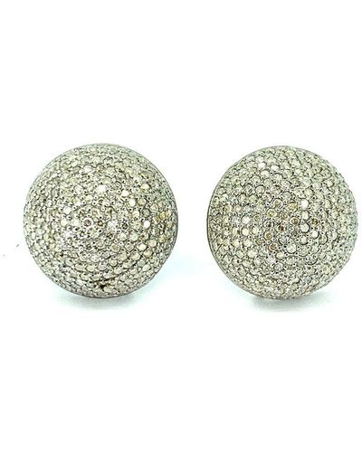 Arthur Marder Fine Jewelry Silver 4.50 Ct. Tw. Diamond Dome Earrings - Metallic