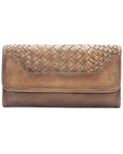 Frye Melissa Basket Woven Leather Wallet - Brown