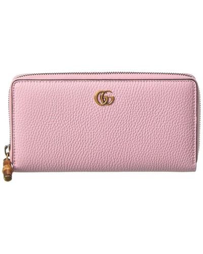 Gucci Bamboo Leather Zip Around Wallet - Pink