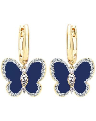 Gabi Rielle 14k Over Silver Enamel Butterfly Earrings - Blue