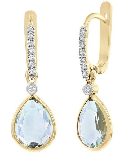 I. REISS 14k 0.14 Ct. Tw. Diamond & Blue Topaz Earrings