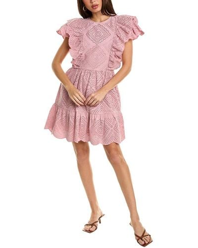 Sea Vienne Eyelet Tunic Mini Dress - Pink