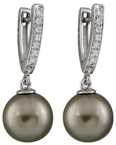 Splendid Discontinued 14k 0.10 Ct. Tw. Diamond & 10-11mm Tahitian Pearl Earrings - Multicolor