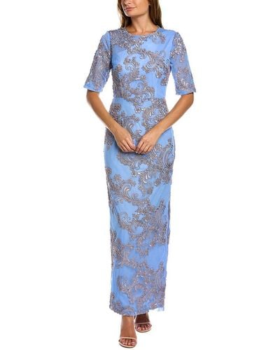 JS Collections Mallory Column Gown - Blue