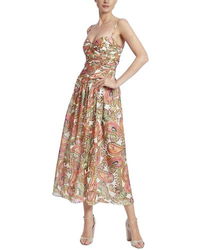 Badgley Mischka Print Draped Maxi Dress - Natural