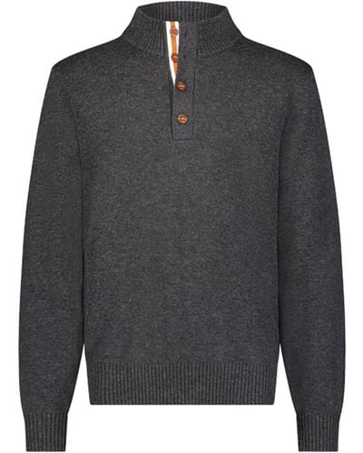 Swims Lynger Button Mock Neck Wool-blend Sweater - Gray