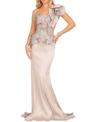 Terani 3d Shoulder Lace Dress - White