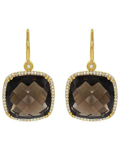 Diana M. Jewels Fine Jewellery 14k 27.06 Ct. Tw. Diamond & Smokey Topaz Halo Earrings - Multicolour