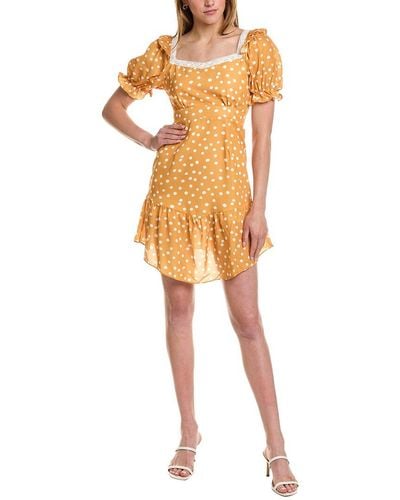 7021 Polka Dot Mini Dress - Yellow