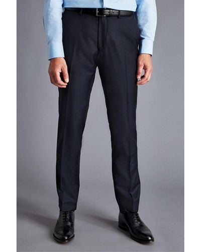 Charles Tyrwhitt Slim Fit Italian Luxury Wool Suit Trouser - Blue