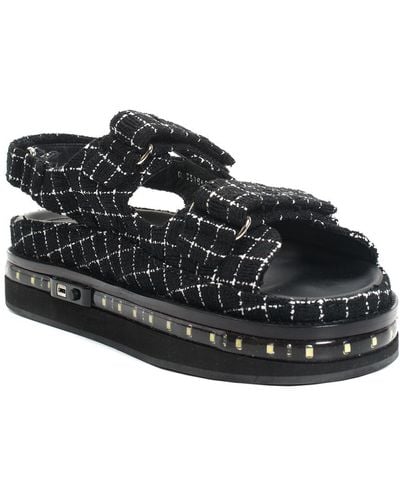 CHANEL, Shoes, Black Braided Quilted Size 4 Slides