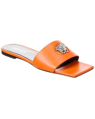 Versace La Medusa Leather Sandal - Orange