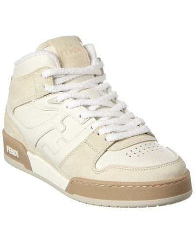 Fendi Match Leather & Suede High-top Sneaker - Natural