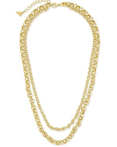 Sterling Forever 14k Plated Bold Layered Rolo Chain Necklace - Metallic