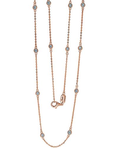 Suzy Levian 14k Rose Gold 1.00 Ct. Tw. Diamond Station Necklace - White