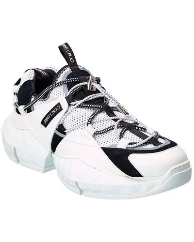 Jimmy Choo Diamond Trail/m Leather & Mesh Sneaker - White