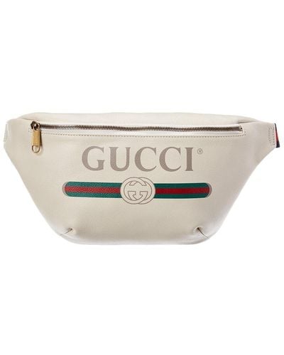 Gucci Logo Print Leather Belt Bag - Natural