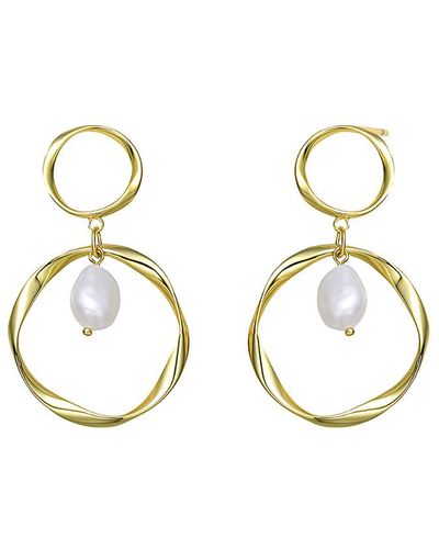 Genevive Jewelry 18k Over Silver 11mm Freshwater Pearl Earrings - Metallic
