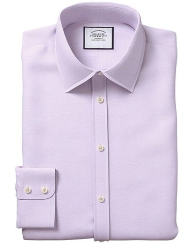 Charles Tyrwhitt Classic Fit Egyptian Lattice Weave Shirt - Purple