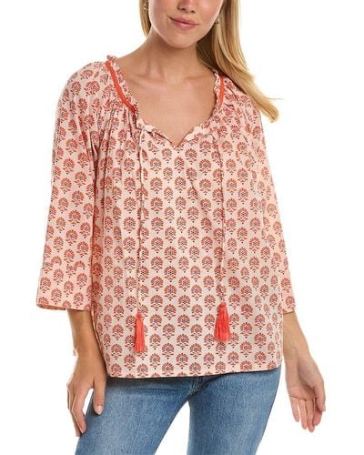 Pomegranate Tie-neck Blouse - Red