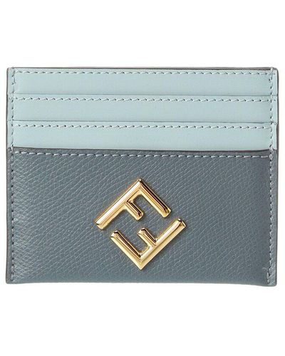 Fendi Ff Diamonds Leather Card Holder - Blue