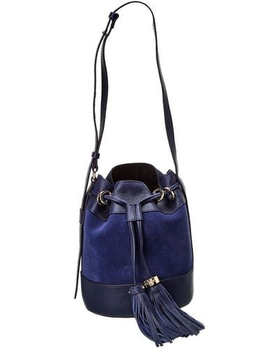See By Chloé Vicki Suede & Leather Bucket Bag - Blue