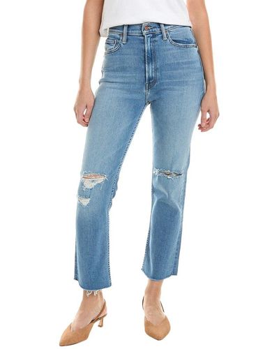 Mother Denim High-waist Rider Party Like A Pirate Ankle Fray Jean - Blue