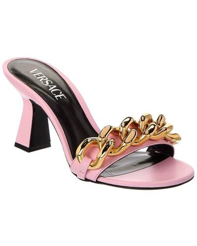 Versace Chain Detail Leather Sandal - Pink