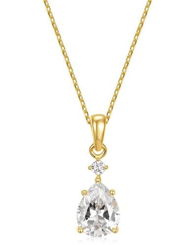 Genevive Jewelry 14k Over Silver Cz Pendant Necklace - Metallic