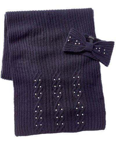 Badgley Mischka Cable-knit Headband & Scarf Set - Blue