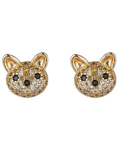 Eye Candy LA Cz Fox Stud Earrings - Metallic