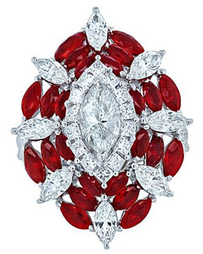 Diana M. Jewels Fine Jewelry 18k 6.27 Ct. Tw. Diamond & Ruby Ring - Red