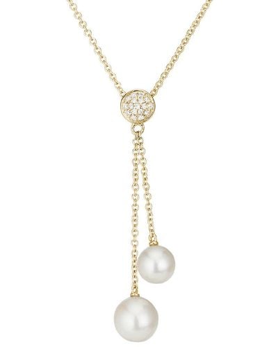 Pearls 14k 0.05 Ct. Tw. Diamond 5.5-6.5 Pearl Necklace - Metallic