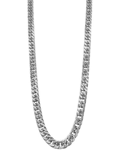 Adornia Stainless Steel Water Resistant Extra Thick 9mm Cuban Chain Necklace - Metallic