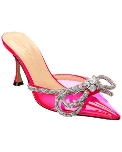 Mach & Mach Double Bow Vinyl & Leather Mule - Pink