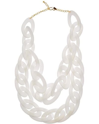 Kenneth Jay Lane 22k Plated Necklace - White