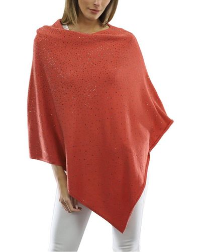 La Fiorentina Embellished Poncho - Red