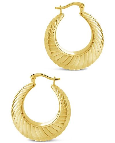 Sterling Forever 14k Plated Maria Textured Bubble Hoops - Metallic