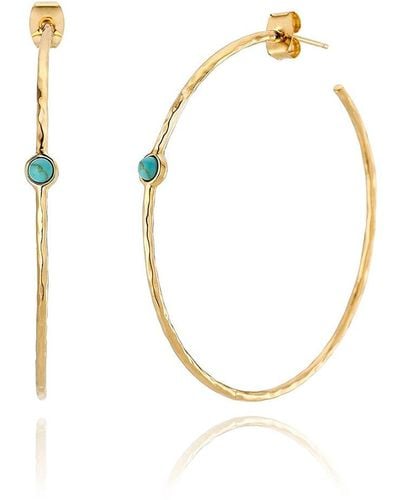 Liv Oliver 18k Plated Turquoise Large Hoops - Metallic