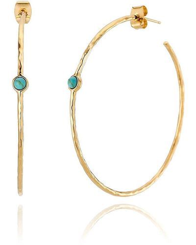 Liv Oliver 18k Plated Turquoise Large Hoops - Metallic