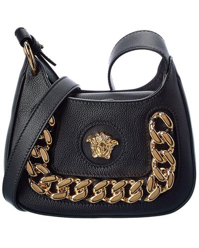 Versace La Medusa Small Leather Hobo Bag - Black
